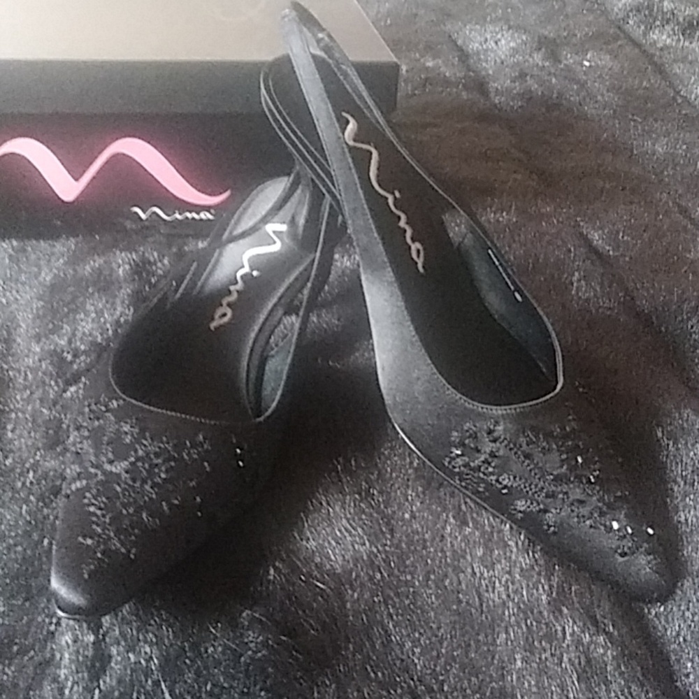 Nina Formal Shoes Heels Sling back Beaded Black